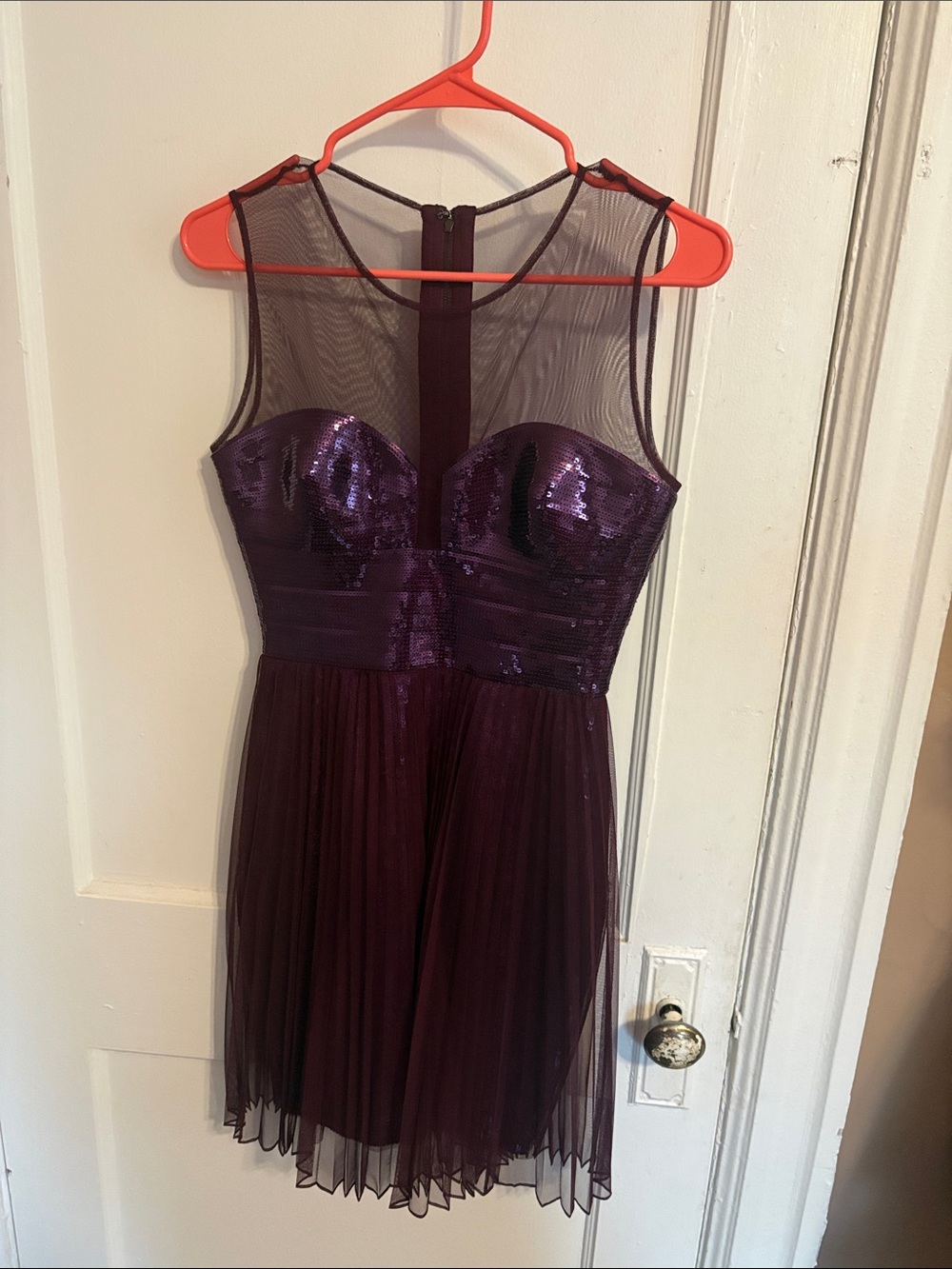 BCBGMaxAzria Purple Sequin Mesh Cocktail Dress